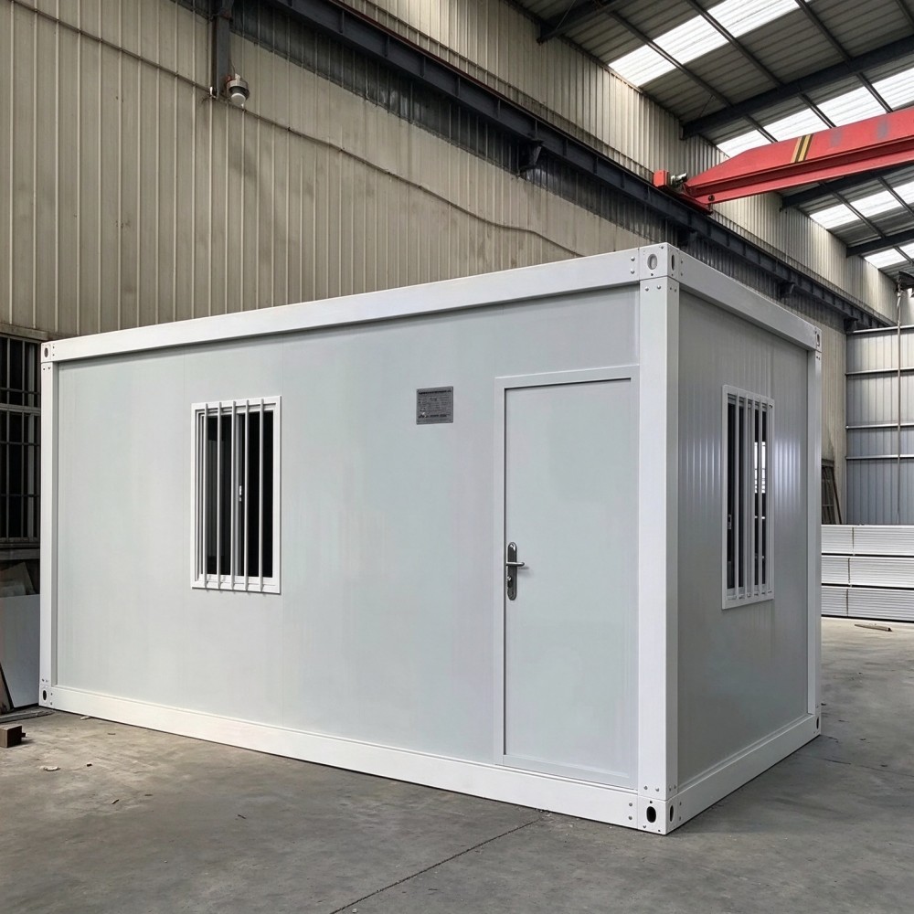 Flat Pack Container House Steel Sandwich Panel Prefabricated Modular Building For Emergency Storage