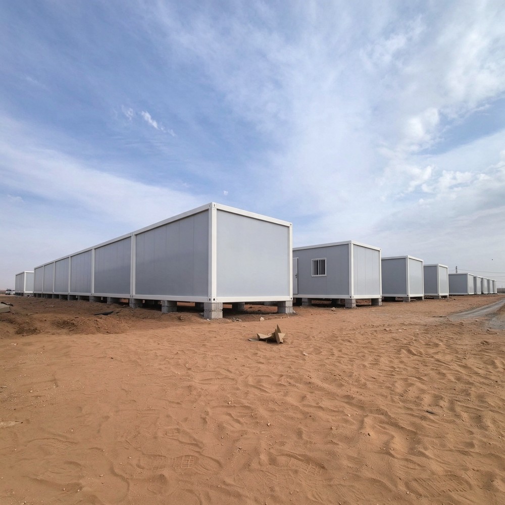 Flat Pack Container House Steel Sandwich Panel Prefabricated Modular Building For Emergency Storage
