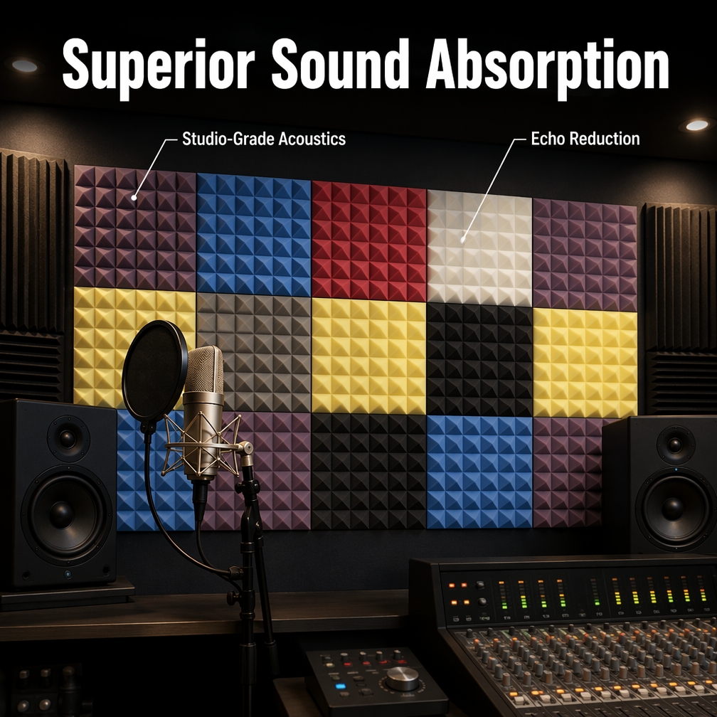 High Density Self-Adhesive Acoustic Foam Panels Durable Soundproof &amp; Fire Retardant Wall Silencers For Studio Office Bedroom