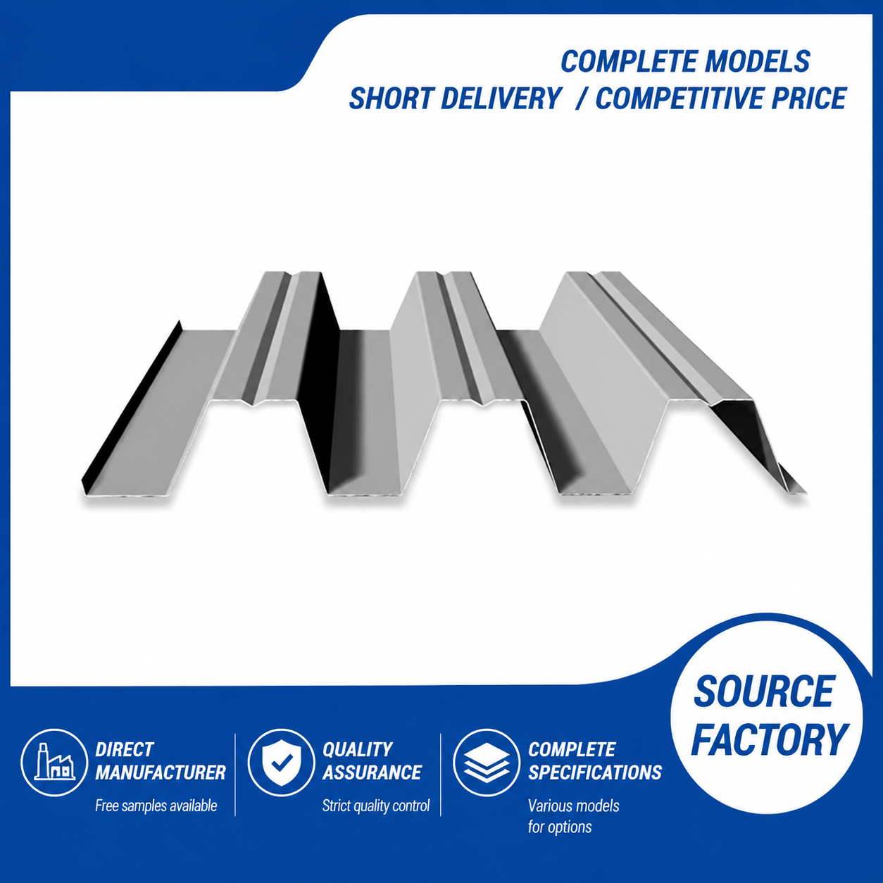 Galvanized Open Type Composite Floor Deck Sheet Profiled Steel Deck For Light Duty Warehouse