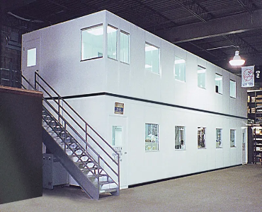 Two-story modular steel building with sandwich panel board office