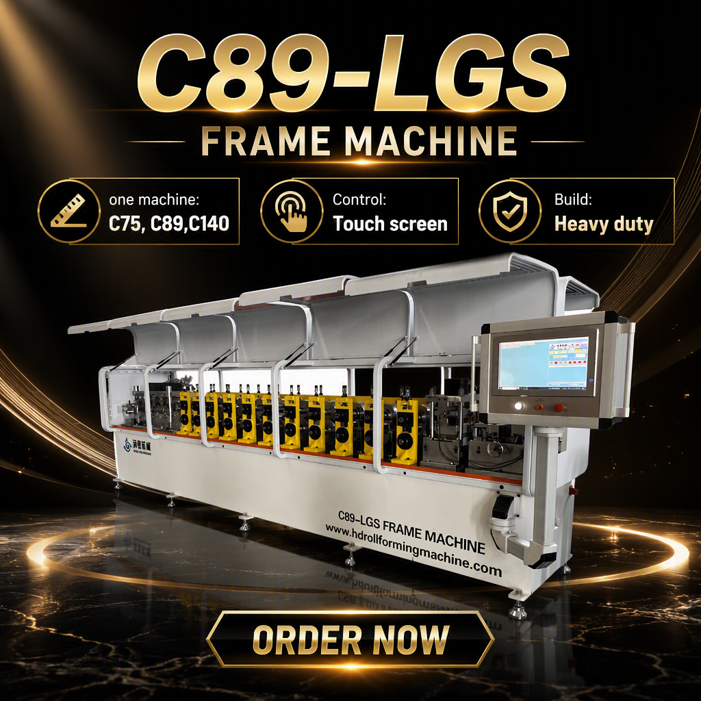 Automatic Light Gauge Steel Framing Machine for C75 C89 C140 Steel Frame Production