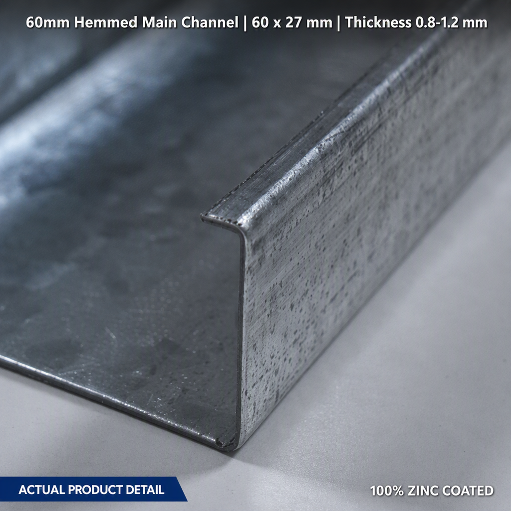Galvanized Light Gauge Steel Anti-Corrosion Main Channel 60mm Hemmed Square Profile CD 60 Steel Track for Office Building