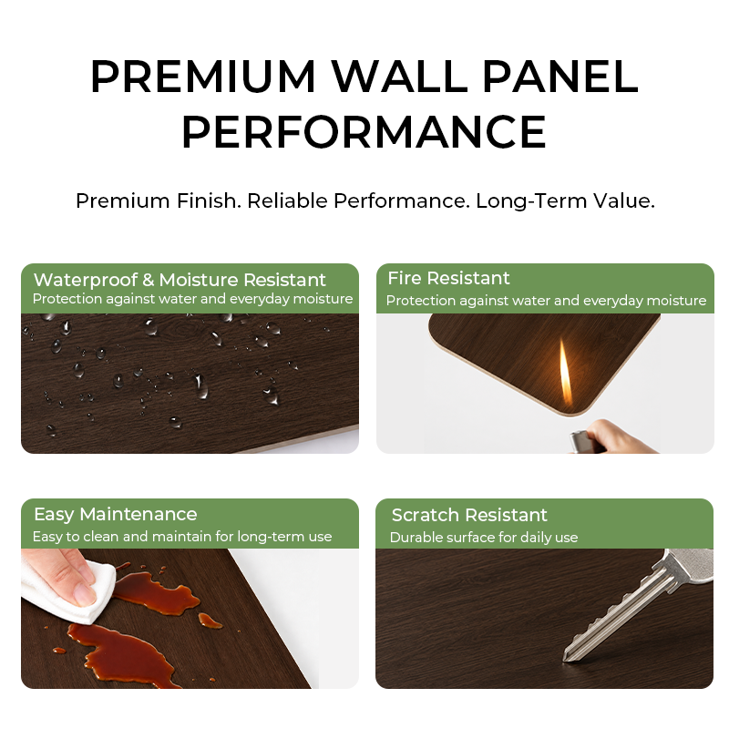 Waterproof Impact-resistant Wall Cladding Panel Interior Hotel Bamboo Charcoal Walnut Solid Wood Veneer Seamless Pvc Wall Panels