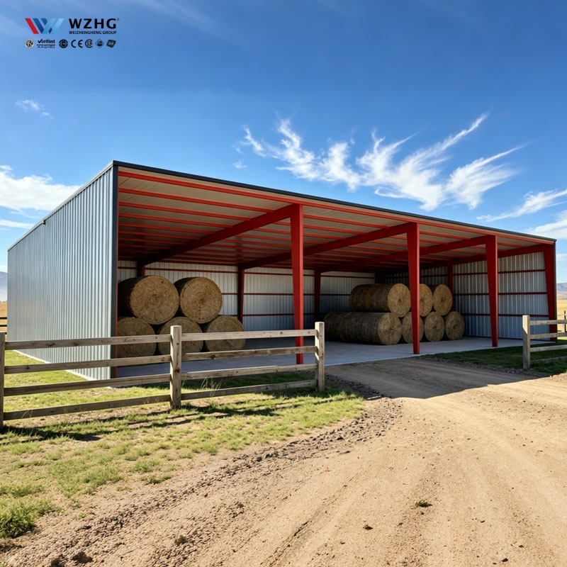 Customized Hay Barn Shed Roof Warehouse Steel Structure Prefab Farm Building Low Cost Metal Storage Building