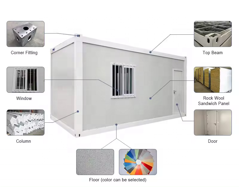 DDP Low Price Light Steel 20ft Flat Pack Container House Prefabricated Container Camping House Detachable Container House