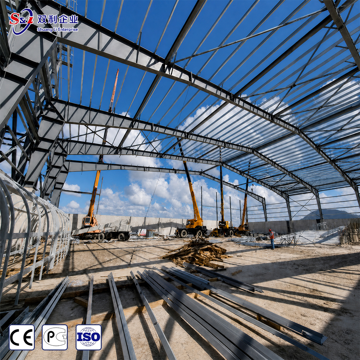 Prefabricated Steel Warehouse Structure For Factory Workshop With Custom Design Wind And Snow Resistant Fast Installation