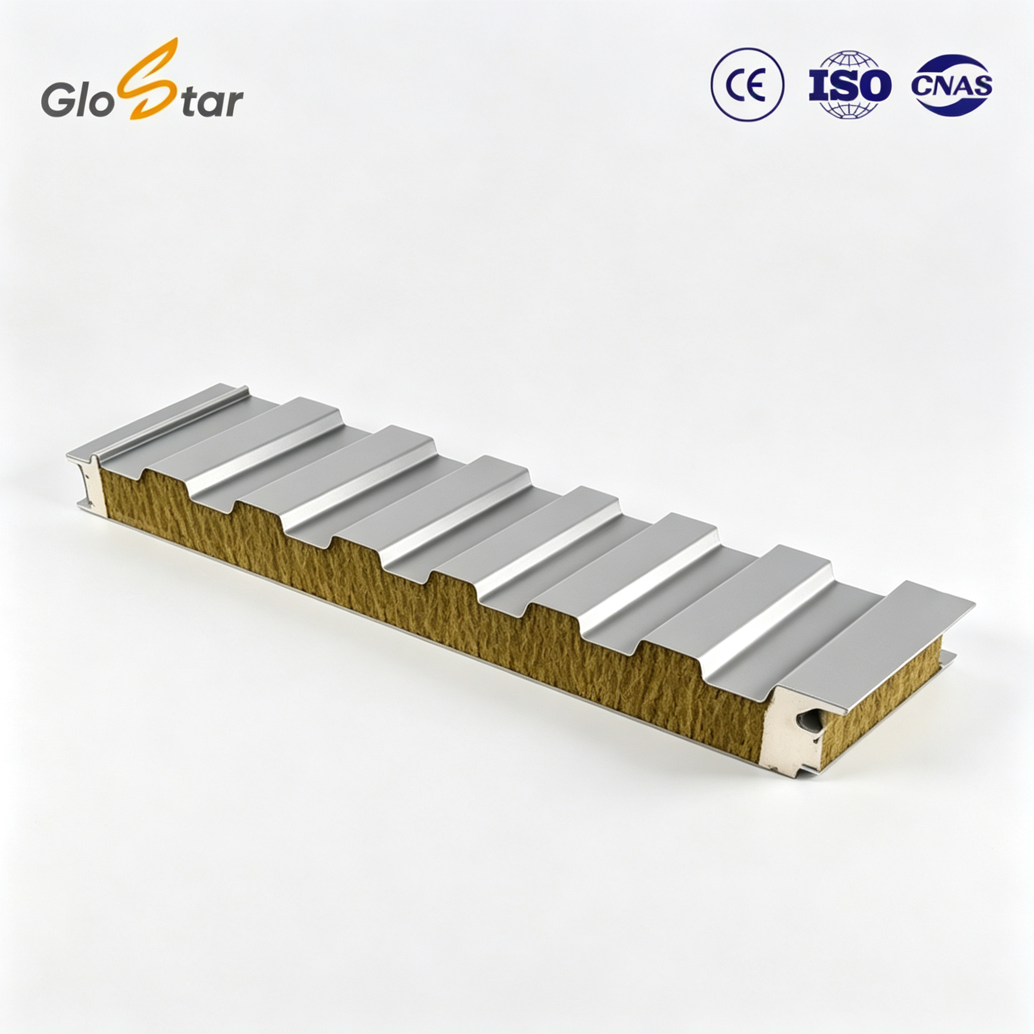 Corrugated Metal Sandwich Panel Rock Wool 50mm Fire Resistant Insulated Wall Roof For Cold Room Clean Room