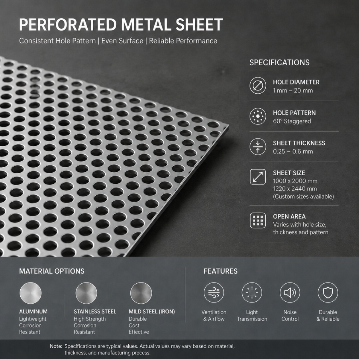 Staggered Perforated Metal Sheet Round Hole Stainless Steel Panel For Balustrade Railing Work Custom Size Set And Kit