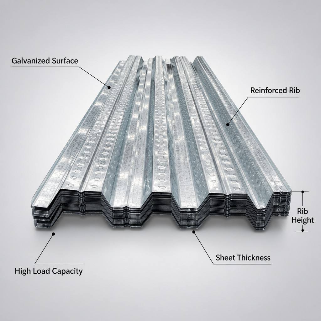 Modern Corrugated Open Rib Galvanized Steel Floor Decking Panel for Steel Frame Building Construction Wall & Decoration Use