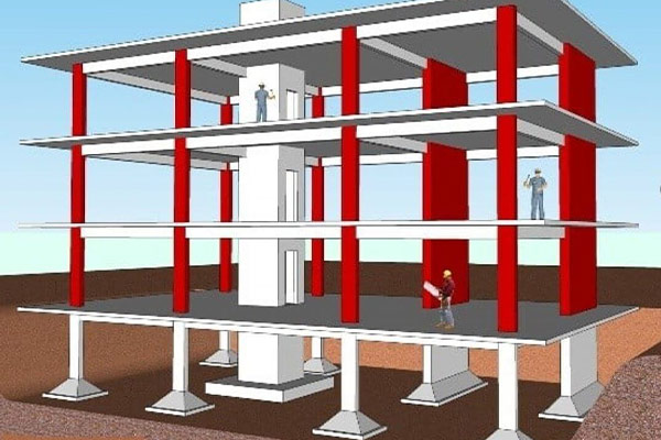 RCC building construction and hybrid structural framework