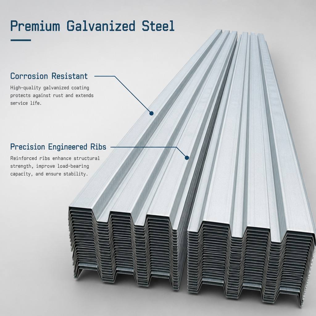 Modern Corrugated Open Rib Galvanized Steel Floor Decking Panel for Steel Frame Building Construction Wall & Decoration Use