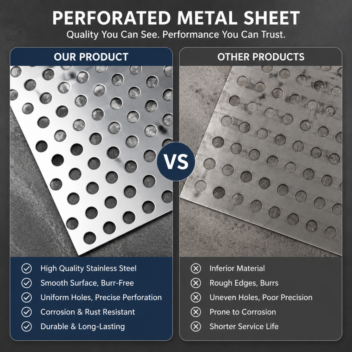 Staggered Perforated Metal Sheet Round Hole Stainless Steel Panel For Balustrade Railing Work Custom Size Set And Kit