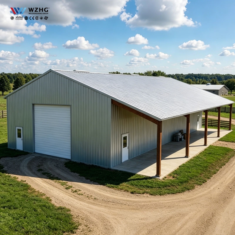 Customized Hay Barn Shed Roof Warehouse Steel Structure Prefab Farm Building Low Cost Metal Storage Building