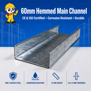 Galvanized Light Gauge Steel Anti-Corrosion Main Channel 60mm Hemmed Square Profile CD 60 Steel Track for Office Building