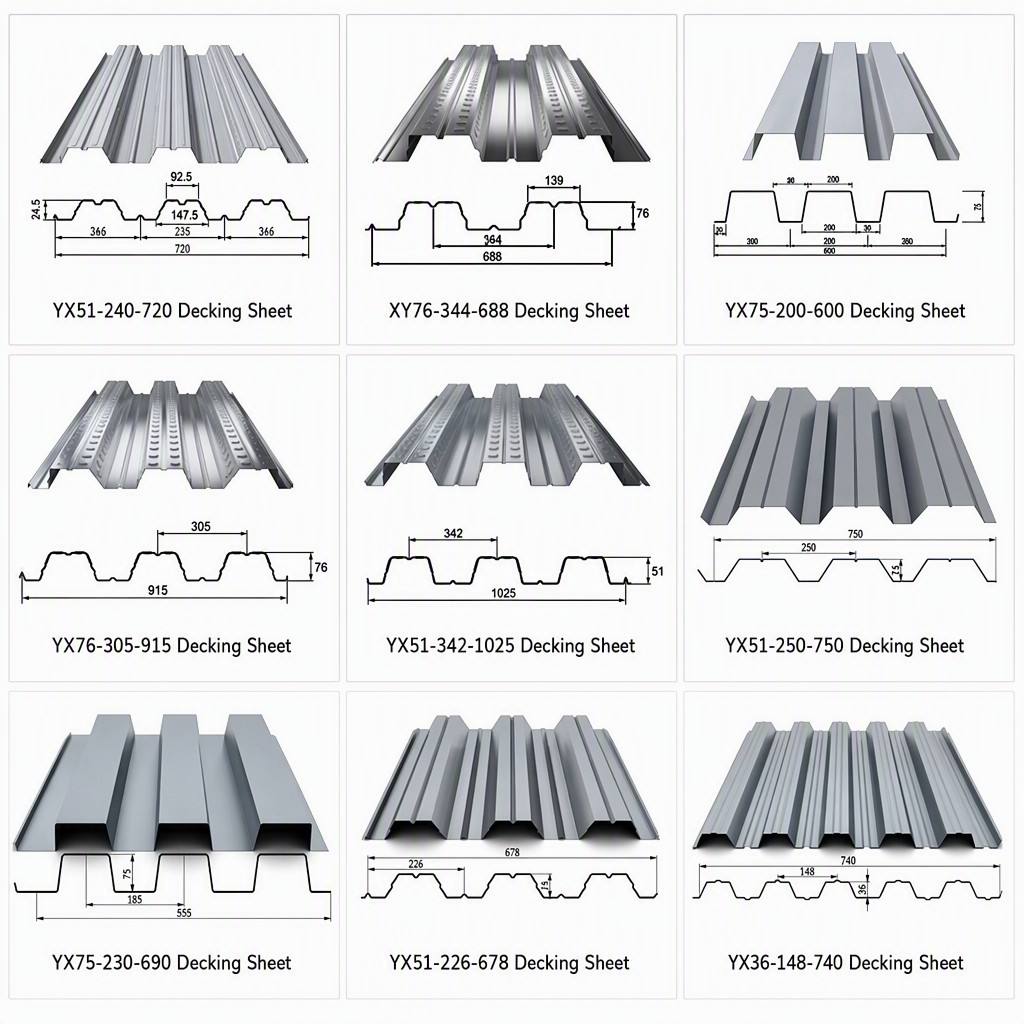 Modern Corrugated Open Rib Galvanized Steel Floor Decking Panel for Steel Frame Building Construction Wall & Decoration Use