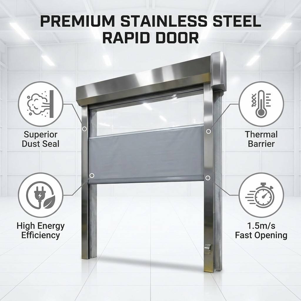 Automatic SUS304 High Speed Door Fast Moving PVC Roller Door for Modern Logistics and Supermarkets